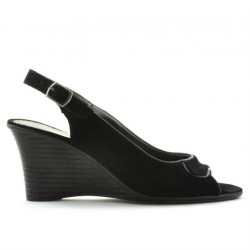Damen Sandalen 596 Schwarz Veloursleder