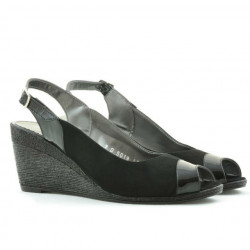Damensandalen 5019 in schwarzem Lack kombiniert