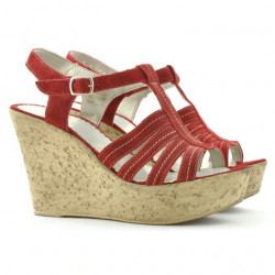 Damensandalen 598 Rot Veloursleder