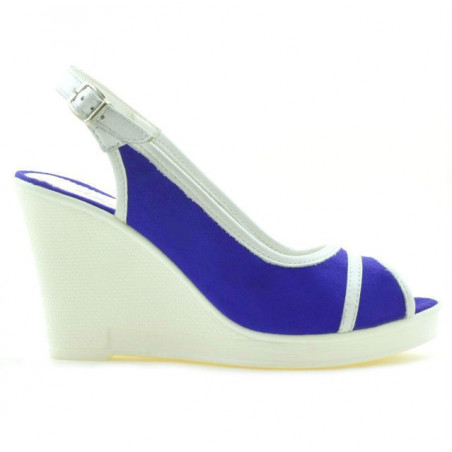 Damensandalen 5000 indigo Velours+weiß