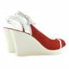 Damen-Sandalen 5000 rot Velours+weiß