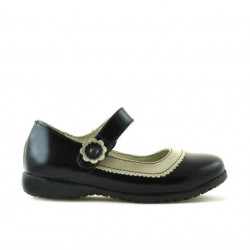 Kleinkinderschuhe 19c Lack Schwarz+Beige