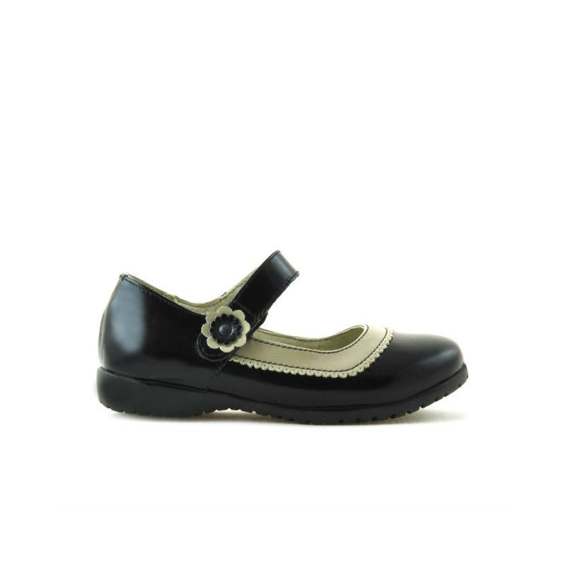 Kleinkinderschuhe 19c Lack Schwarz+Beige
