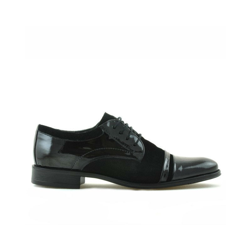 Elegante Schuhe für Jugendliche 391 kombiniert in schwarzem Veloursleder