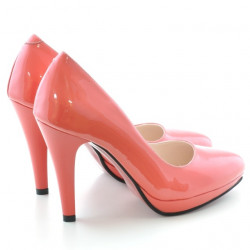 Elegante Damenschuhe 1233 Lackrot Koralle
