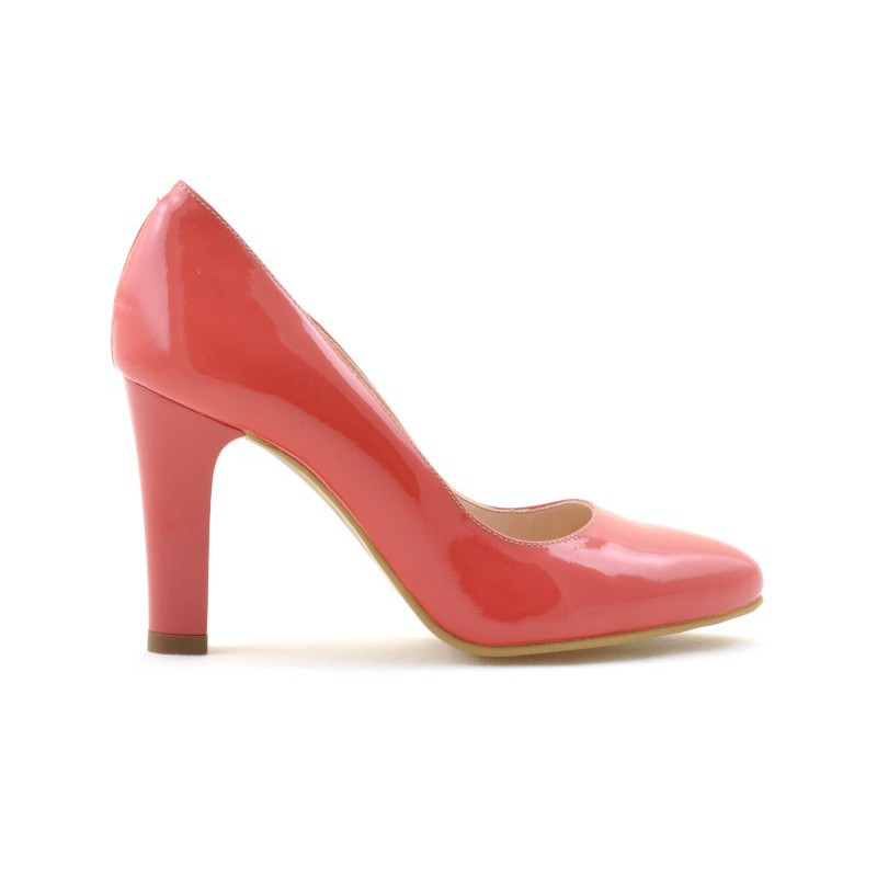Damen elegante Schuhe 1243 Lack Rot Koralle