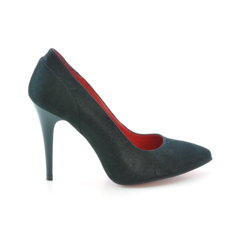 Elegante Damenschuhe 1230 Schwarz Satin Antilope