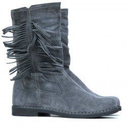 Damenstiefel 3242 grau Veloursleder