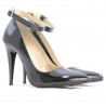 Elegante Damenschuhe 1247 Lack Petrol Perlmutt