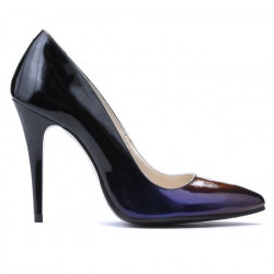 Elegante Schuhe 1241 schwarzer+violetter Lack (Chamäleon)