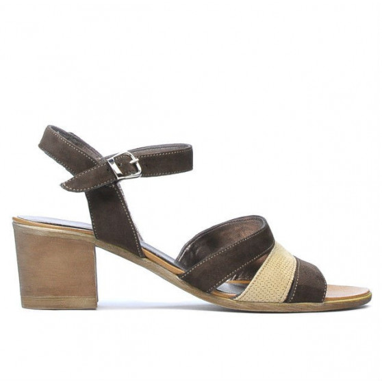 Damen Sandalen 5024 Kaffee Velours kombiniert Damen Sandalen 5024 Kaffee Velours kombiniert