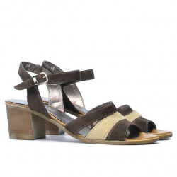 Damen Sandalen 5024 Kaffee Velours kombiniert