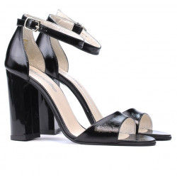 Damensandalen 1259 lackiertes Schwarz Satin