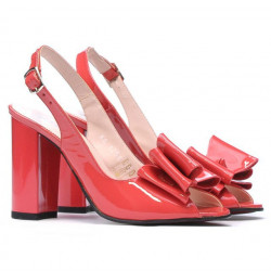 Damen Sandalen 1256 Lack Rot Koralle