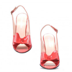 Damen Sandalen 1256 Lack Rot Koralle