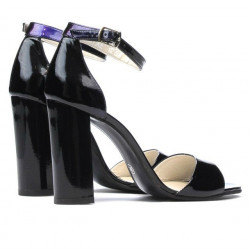Damensandalen 1259 schwarzer + lila Lack (Chamäleon)
