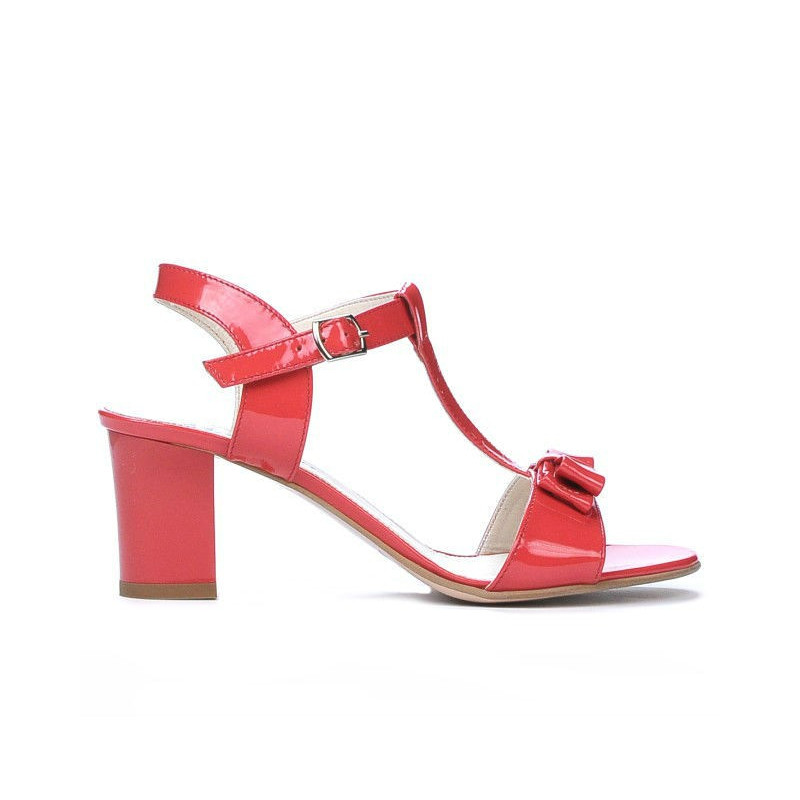 Damen Sandalen 1257 Lack Rot Koralle