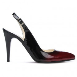 Damen Sandalen 1249 Lack Bordeaux+Schwarz