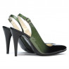 Damen Sandalen 1249 Lack grün+schwarz