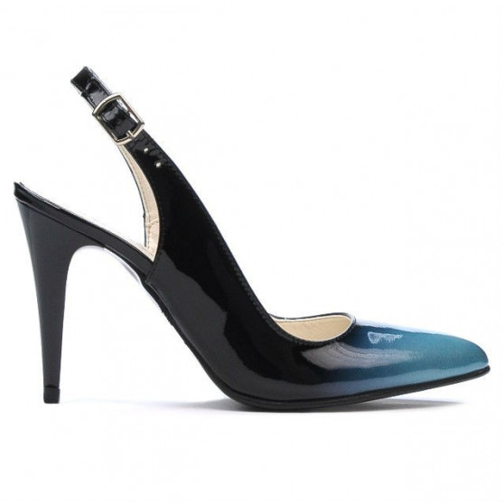 Dament Sandalen 1249 Lack blau+schwarz Dament Sandalen 1249 Lack blau+schwarz