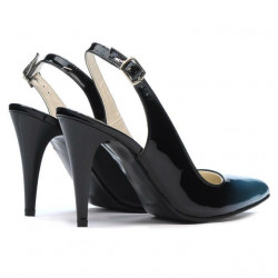 Dament Sandalen 1249 Lack blau+schwarz