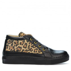 Damenstiefel 3290 schwarz+Tigerprint