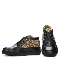 Damenstiefel 3290 schwarz+Tigerprint
