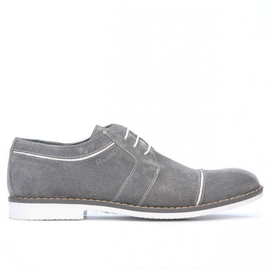 Herren Freizeitschuhe / elegante Schuhe 749 grauer Velours+weiß