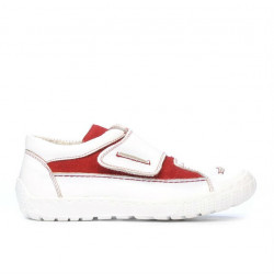 Kinderschuhe 107 weiß+rot Velours