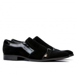 Elegant Schuhe 796 Schwarz Velours kombiniert