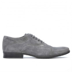 Freizeitschuhe / elegante Herrenschuhe 738 grau Veloursleder