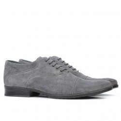 Freizeitschuhe / elegante Herrenschuhe 738 grau Veloursleder
