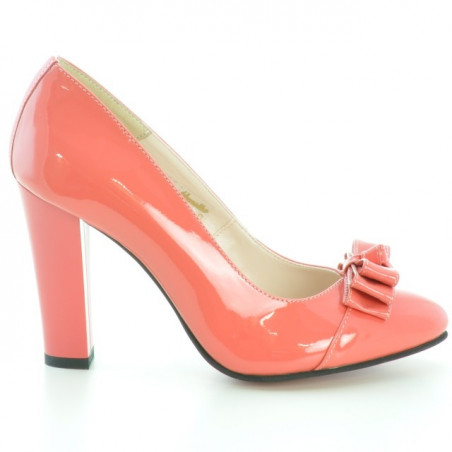 Elegante Damenschuhe 1226 aus Korallenrot Lackleder