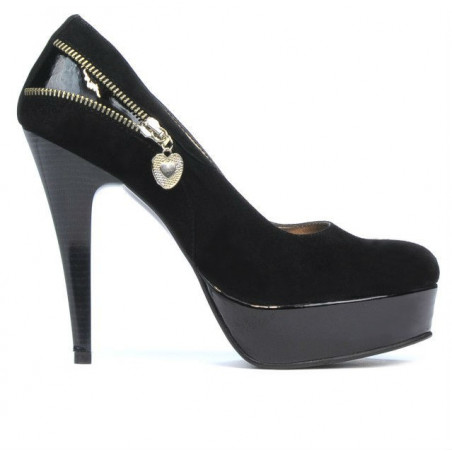 Elegante Damenschuhe 1201 schwarz Antilope + schwarzer Lack