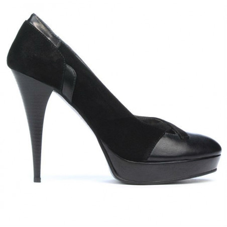 Damen elegante Schuhe 1092 schwarz Antilope kombiniert