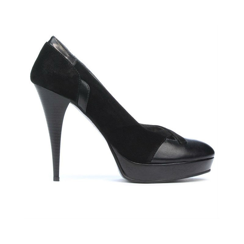 Damen elegante Schuhe 1092 schwarz Antilope kombiniert