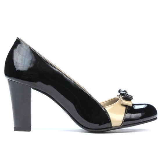 Damen elegante Schuhe 1227 Lack Schwarz+Beige Damen elegante Schuhe 1227 Lack Schwarz+Beige