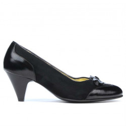 Elegante Damenschuhe 1064 Lackschwarz + Schwarz Antilope