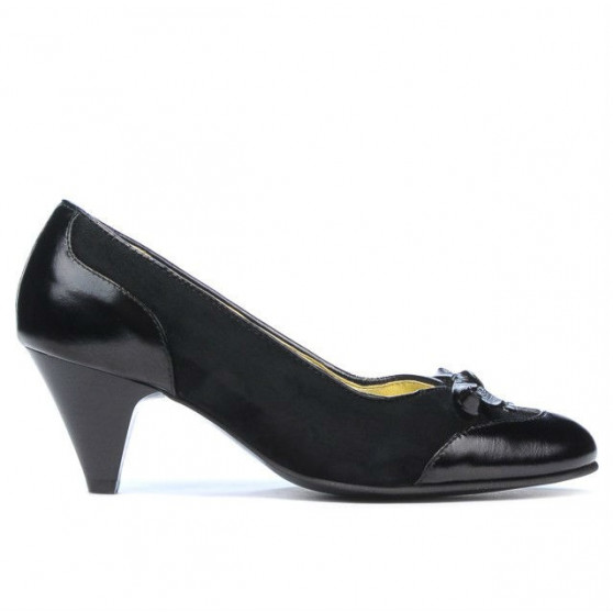 Elegante Damenschuhe 1064 Lackschwarz + Schwarz Antilope