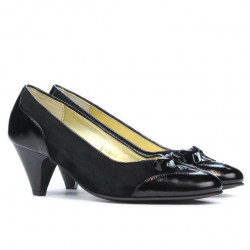 Elegante Damenschuhe 1064 Lackschwarz + Schwarz Antilope