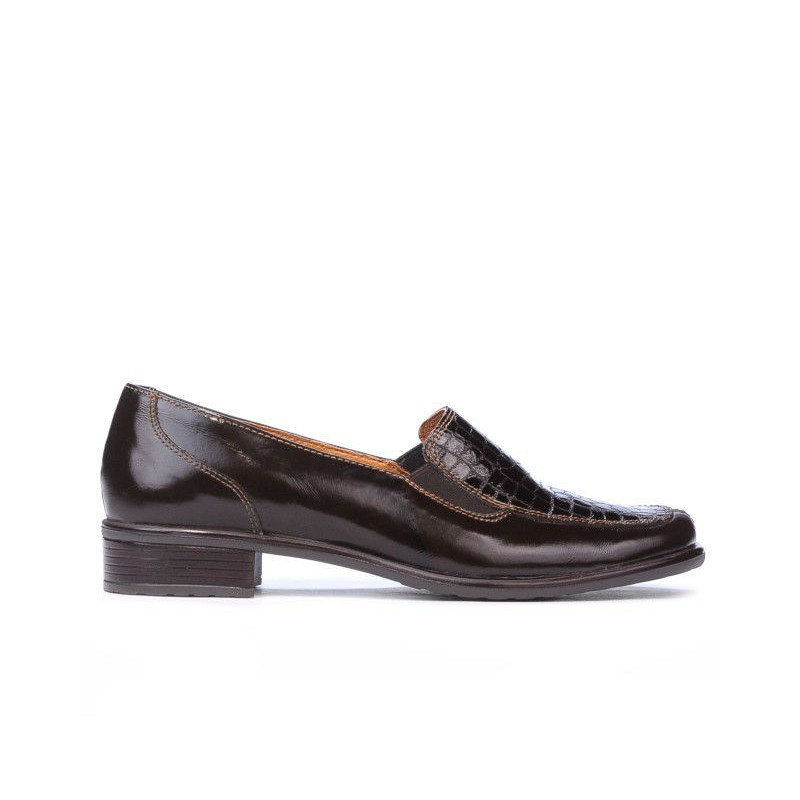 Damen Freizeitschuhe 649 Kroko Lack Kaffee