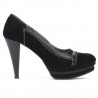 Elegante Damenschuhe 1094 schwarzes Antilopenleder + schwarzer Lackleder