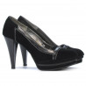 Elegante Damenschuhe 1094 schwarzes Antilopenleder + schwarzer Lackleder