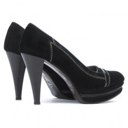 Elegante Damenschuhe 1094 schwarzes Antilopenleder + schwarzer Lackleder