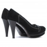 Elegante Damenschuhe 1094 schwarzes Antilopenleder + schwarzer Lackleder