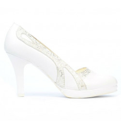 Elegante Damenschuhe 1208pl weiß kombiniert