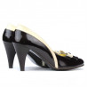 Damen elegante Schuhe 1065 Lack Bordeaux+Beige