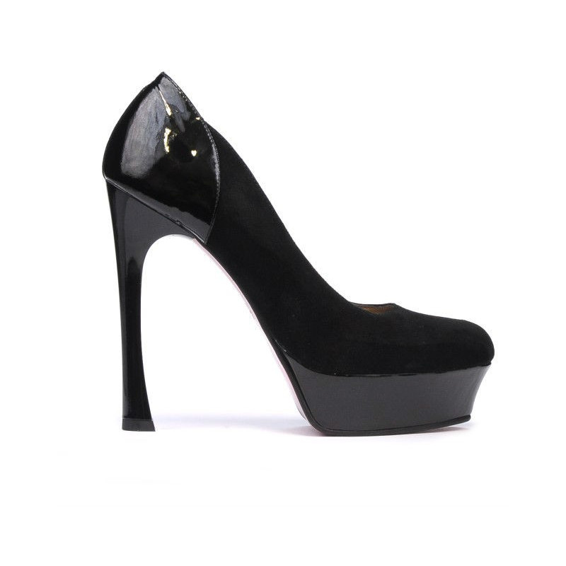 Elegante Damenschuhe 1212 Schwarz Antilope kombiniert