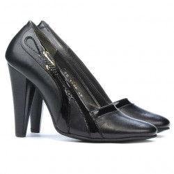 Elegante Damenschuhe 1208 Schwarz + Lackschwarz