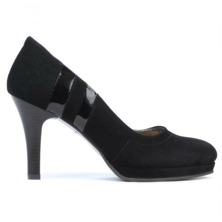 Elegante Damenschuhe 1086 schwarzes Antilopenleder + schwarzer Lack